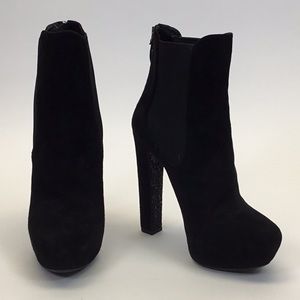 Miu Miu Black Suede Booties with Stretch Sides